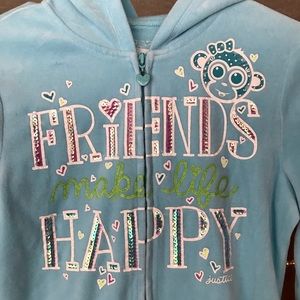 Justice velour zip up hoodie